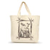 Eric & Christopher Vicki Sawyer Large Canvas Totes with a screen-printed illustration of four owls perched on branches, crafted from natural cotton canvas.