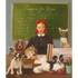 A whimsical painting by Janet Hill depicting a woman teaching a class of dogs wearing glasses, with a chalkboard titled "lessons for dogs" in the background, available as a Miss Moon Lesson Seven Small Art Print by Janet Hill.
