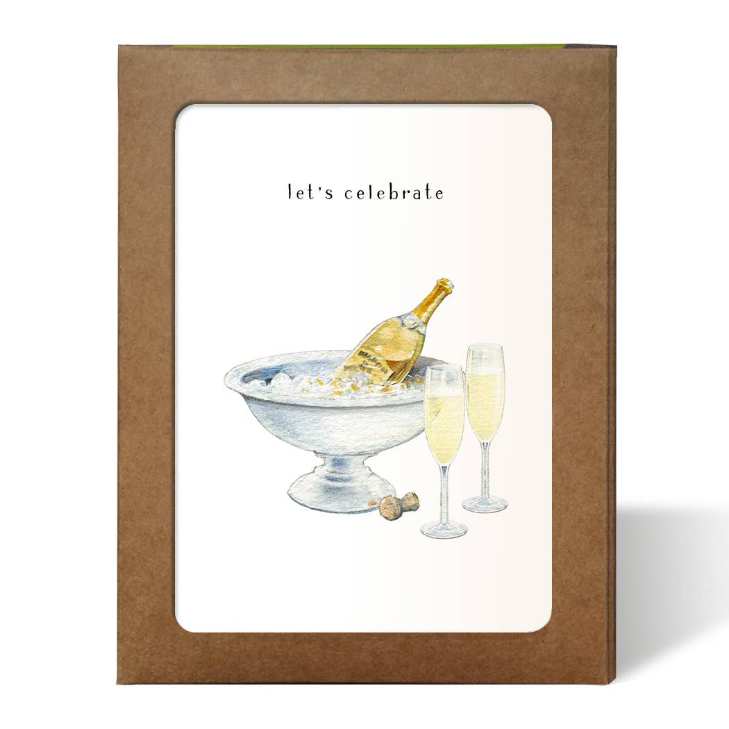Champagne and Flutes, Set of 8 Cards