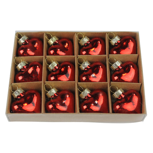 Glass Heart Ornament, Box of 12