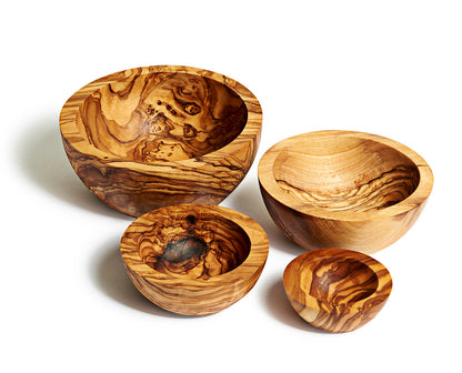 Set of Four Olive Wood Nesting Bowls