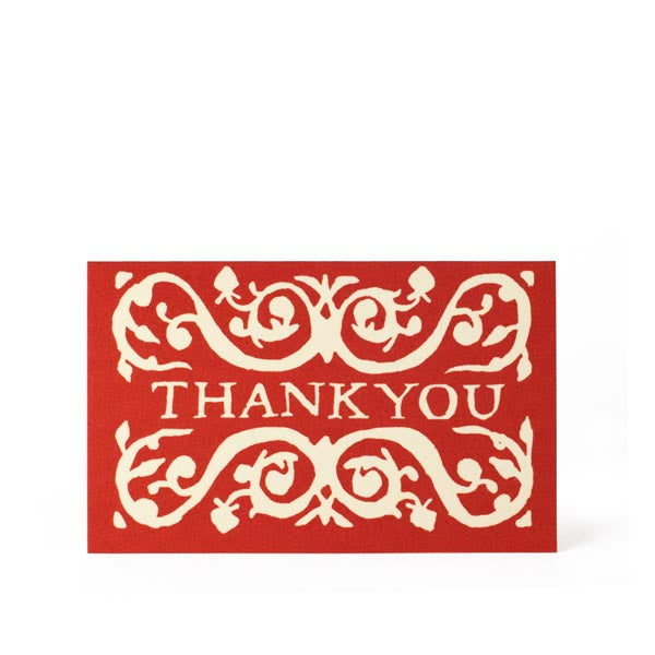A selection of Cambridge Imprint Arabesque Thank You Cards with intricate designs next to two pencils, crafted on FSC-certified stock.