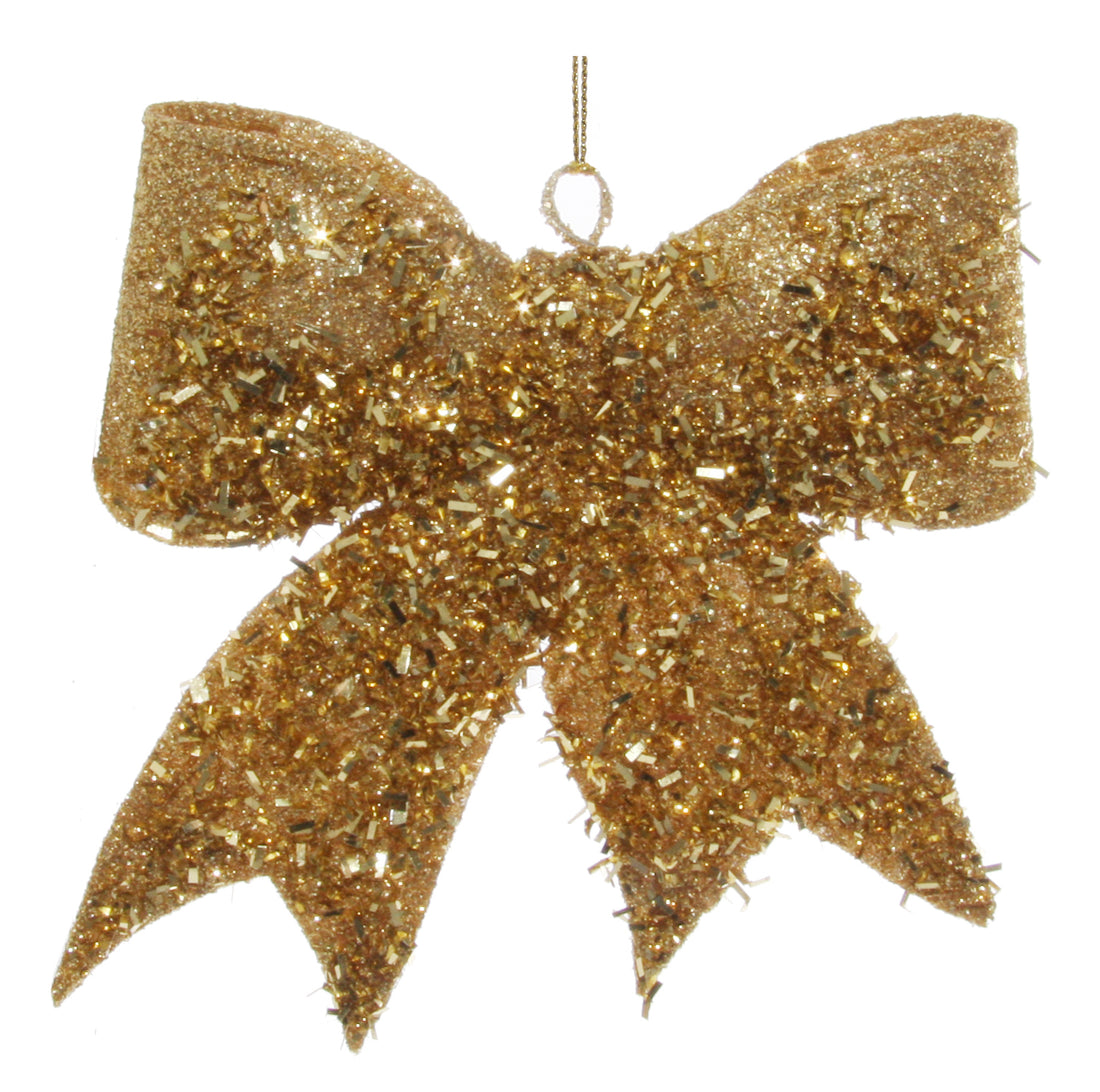 Glitter-Tinsel Bow Gold