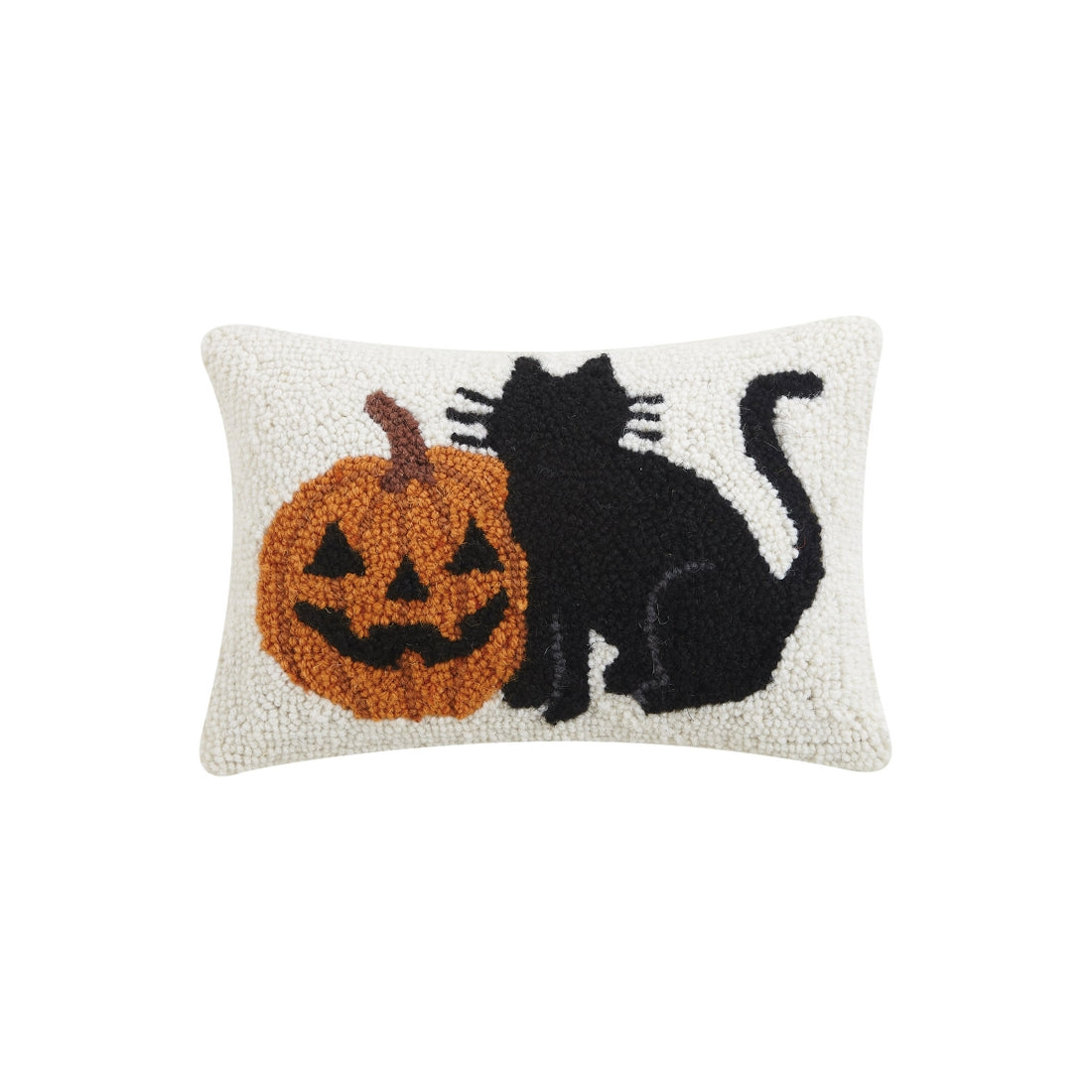 Cat with Pumpkin Hooked Pillow