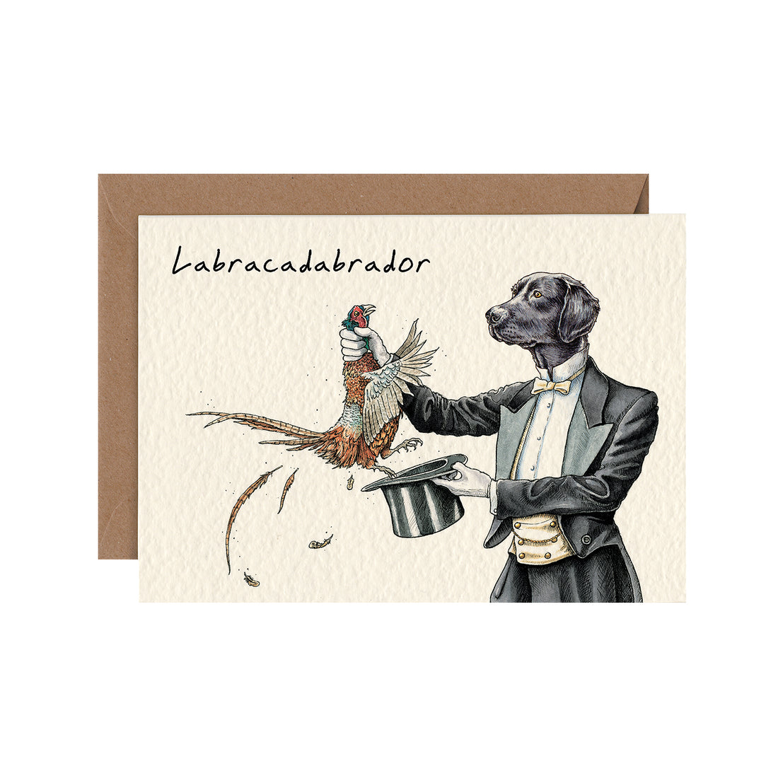 A Labracadabrador Card with a pheasant by Hester &amp; Cook.