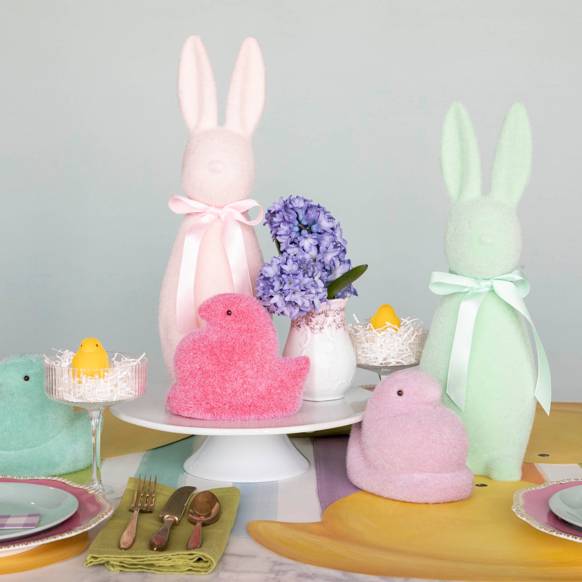 Flocked Easter newest Bunny Rabbits (Set)