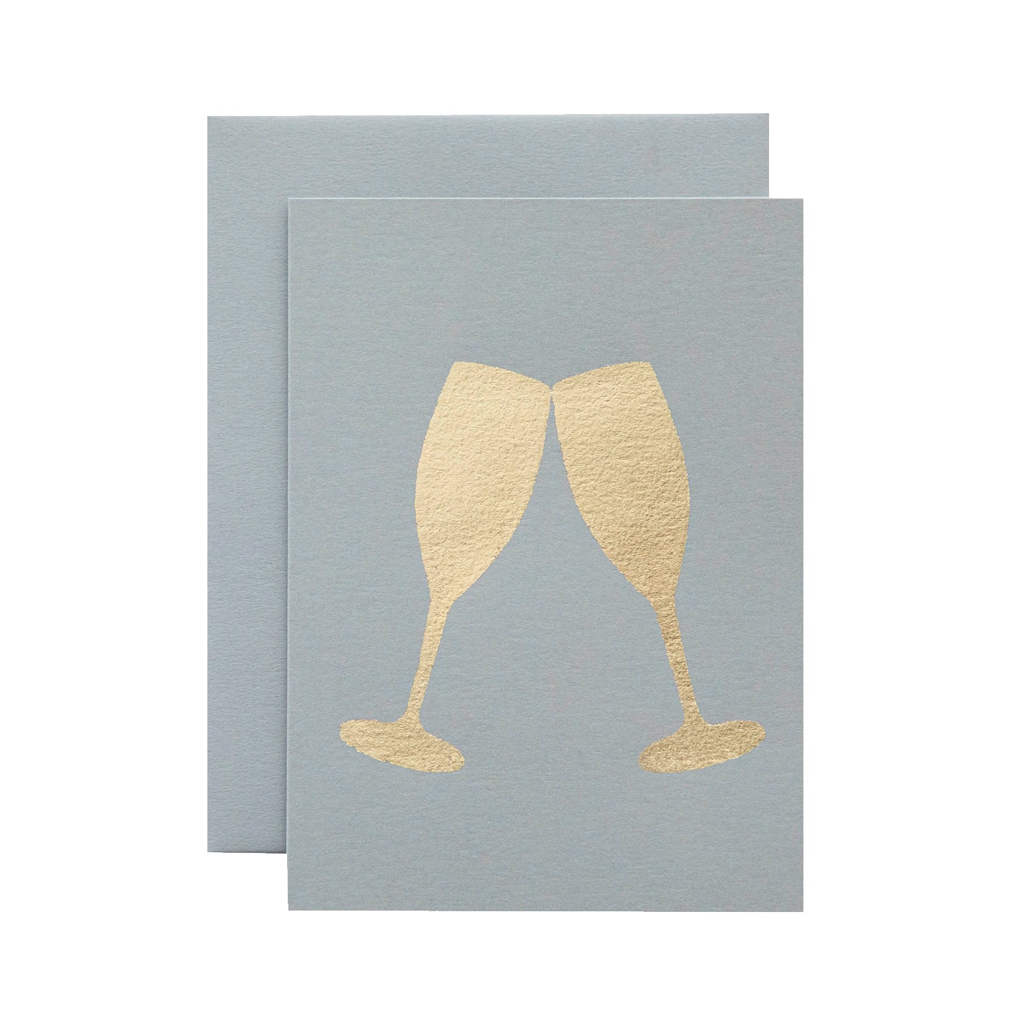 Two Grey Champagne Flutes Cards by Hester &amp; Cook on a blue card.