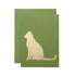 A Green Cat Card adorned with a silhouette of a cat, accented with delicate gold leaf detailing by Hester & Cook.