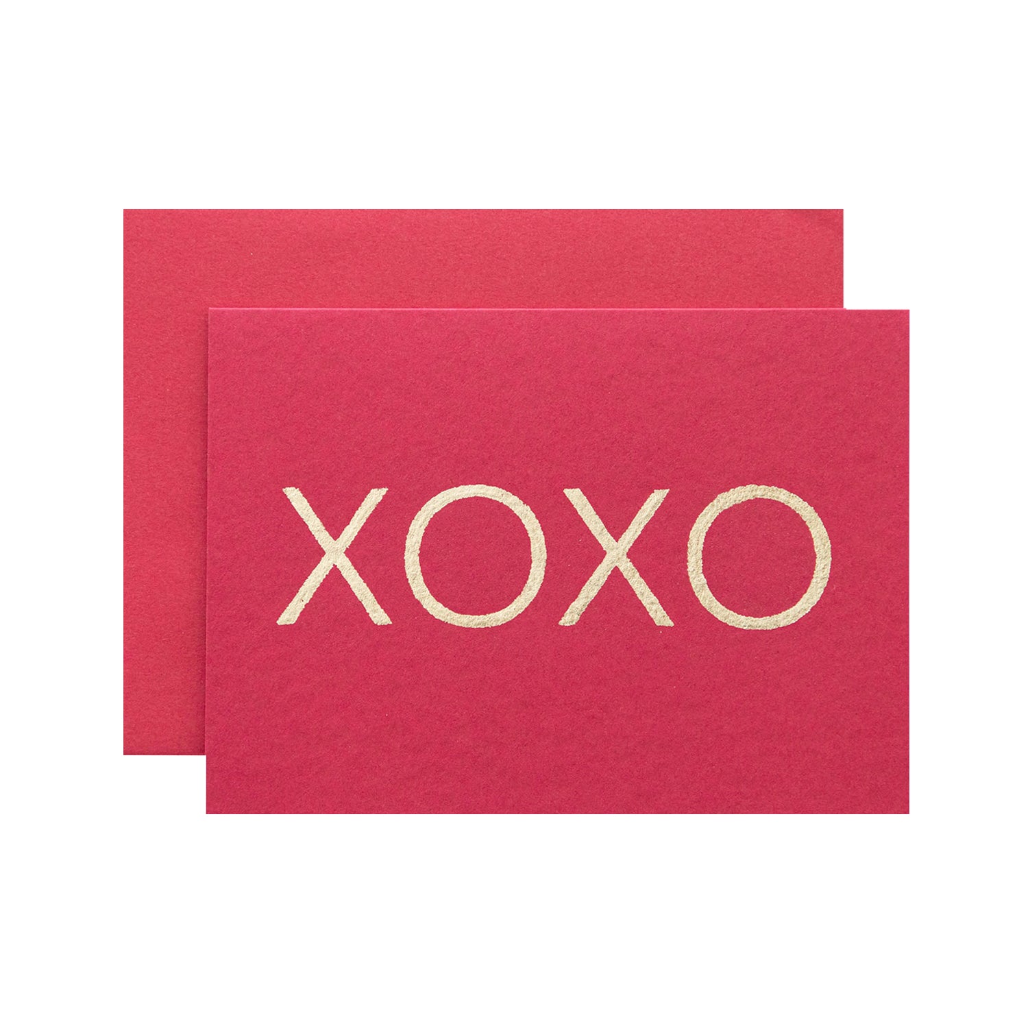A Red XOXO Card with the word Hester &amp; Cook in gold foil, hand painted.