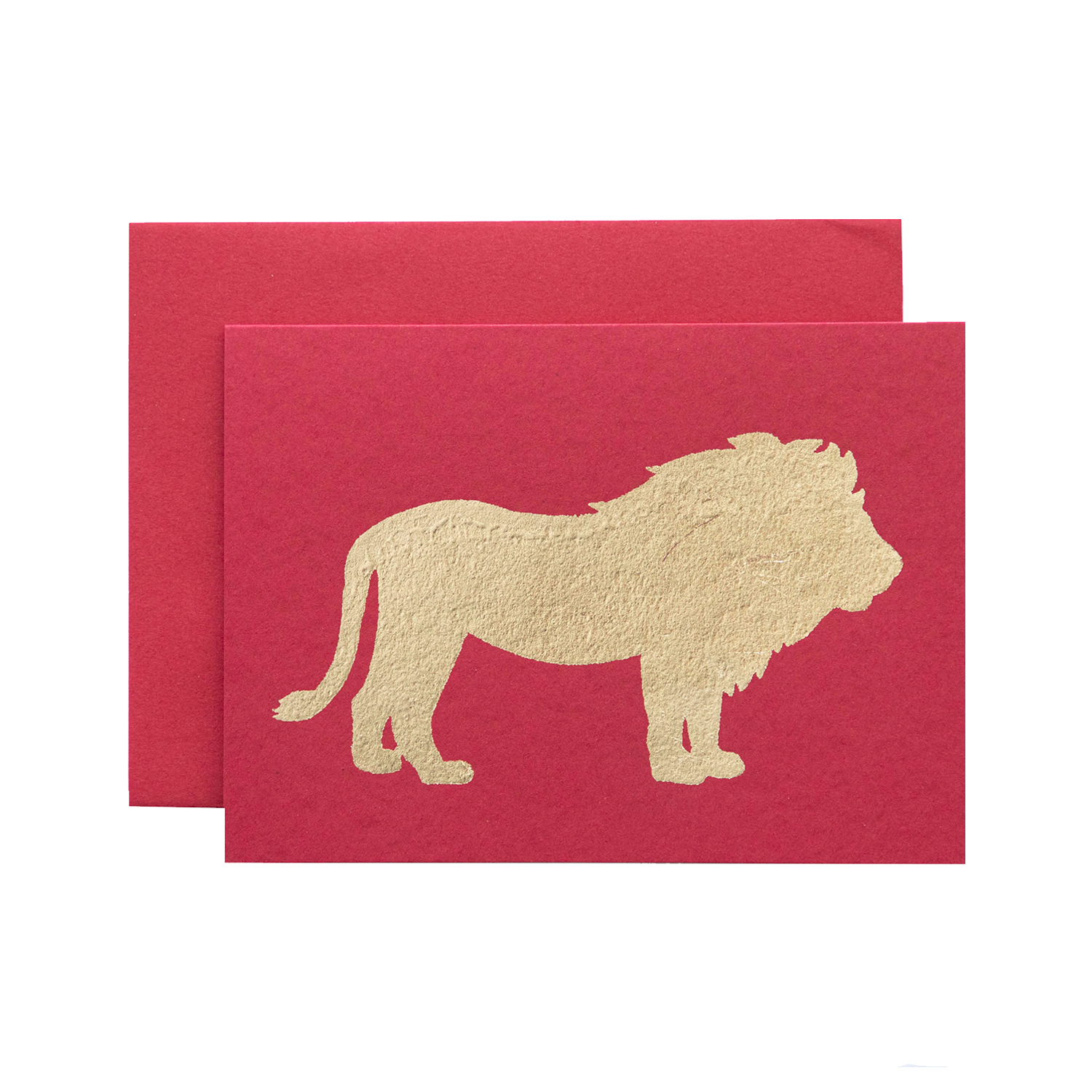 A Red Lion Card with a gold lion on it, handmade in the USA with a touch of gold leaf.
