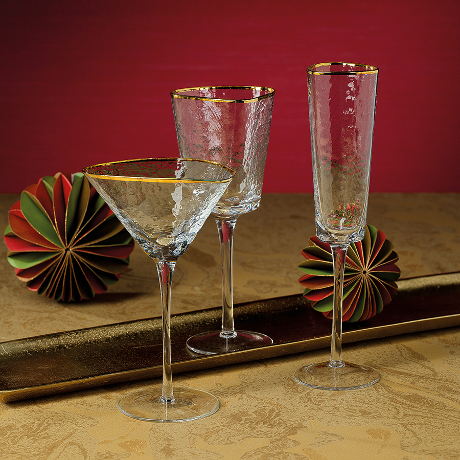 Gold Cook Hester Hammered Glasses & with Rim –