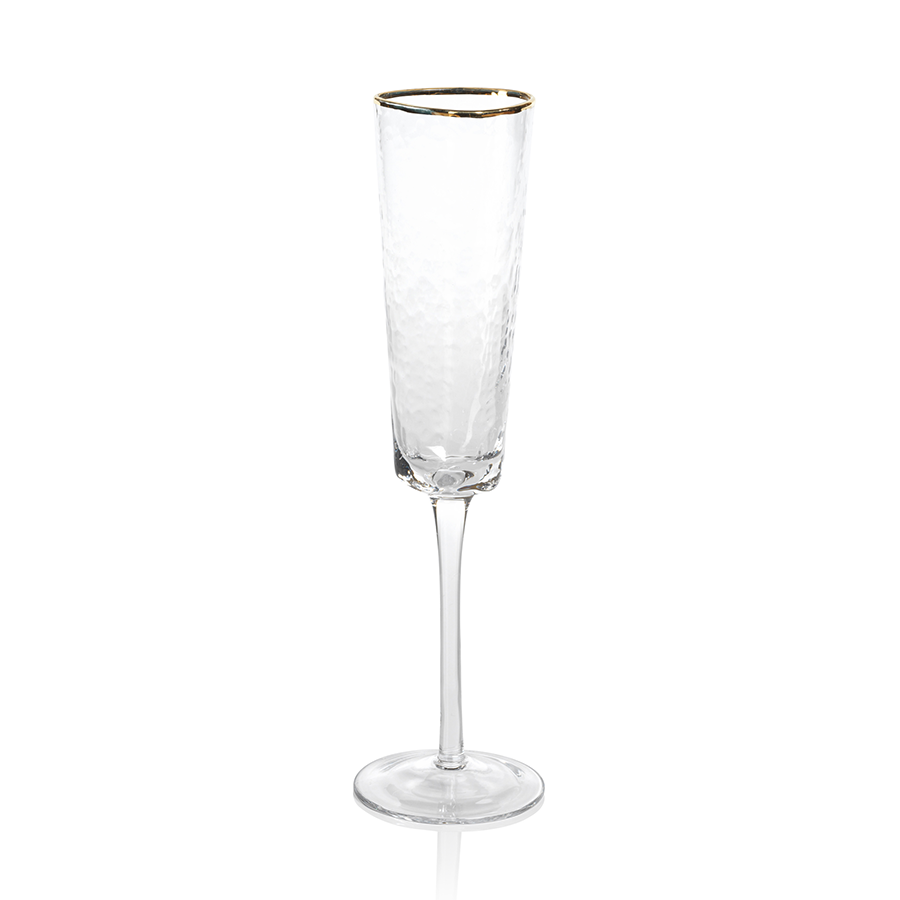 Hammmered Glasses with Gold Rim, Set of Four