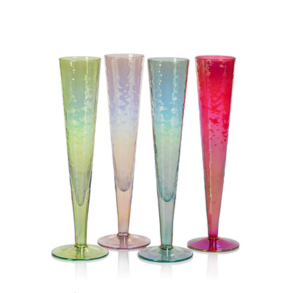 Hammered Glass Champagne Flutes, Set of 4 – Hester & Cook