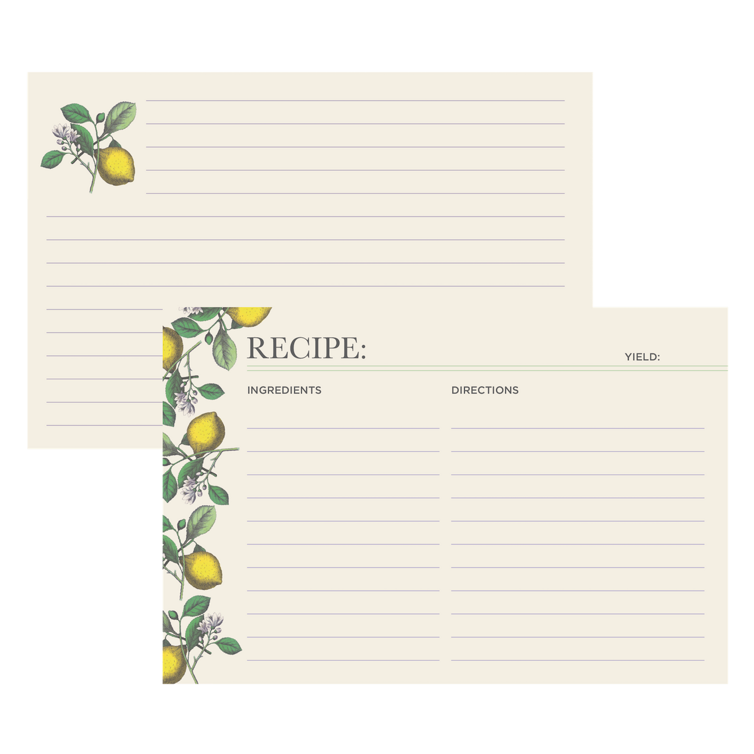 Two Lemon Recipe Cards from Hester &amp; Cook, perfect for gifting to a kitchen enthusiast.