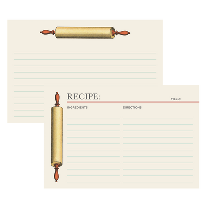 Two Hester &amp; Cook Rolling Pin Recipe Cards, perfect for kitchen enthusiasts or as thoughtful gifts.