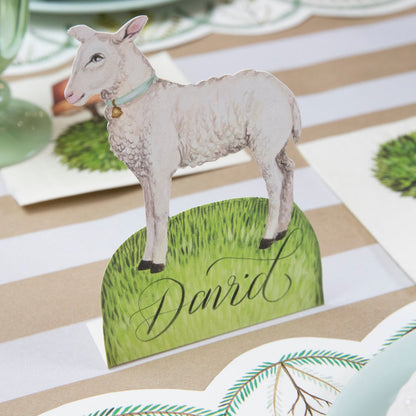 An Easter table setting with a Little Lamb place card from Hester &amp; Cook.