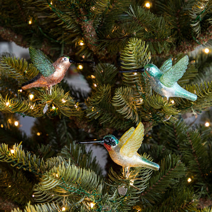 Glass Hummingbird Clip Ornament