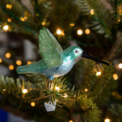 Glass Hummingbird Clip Ornament