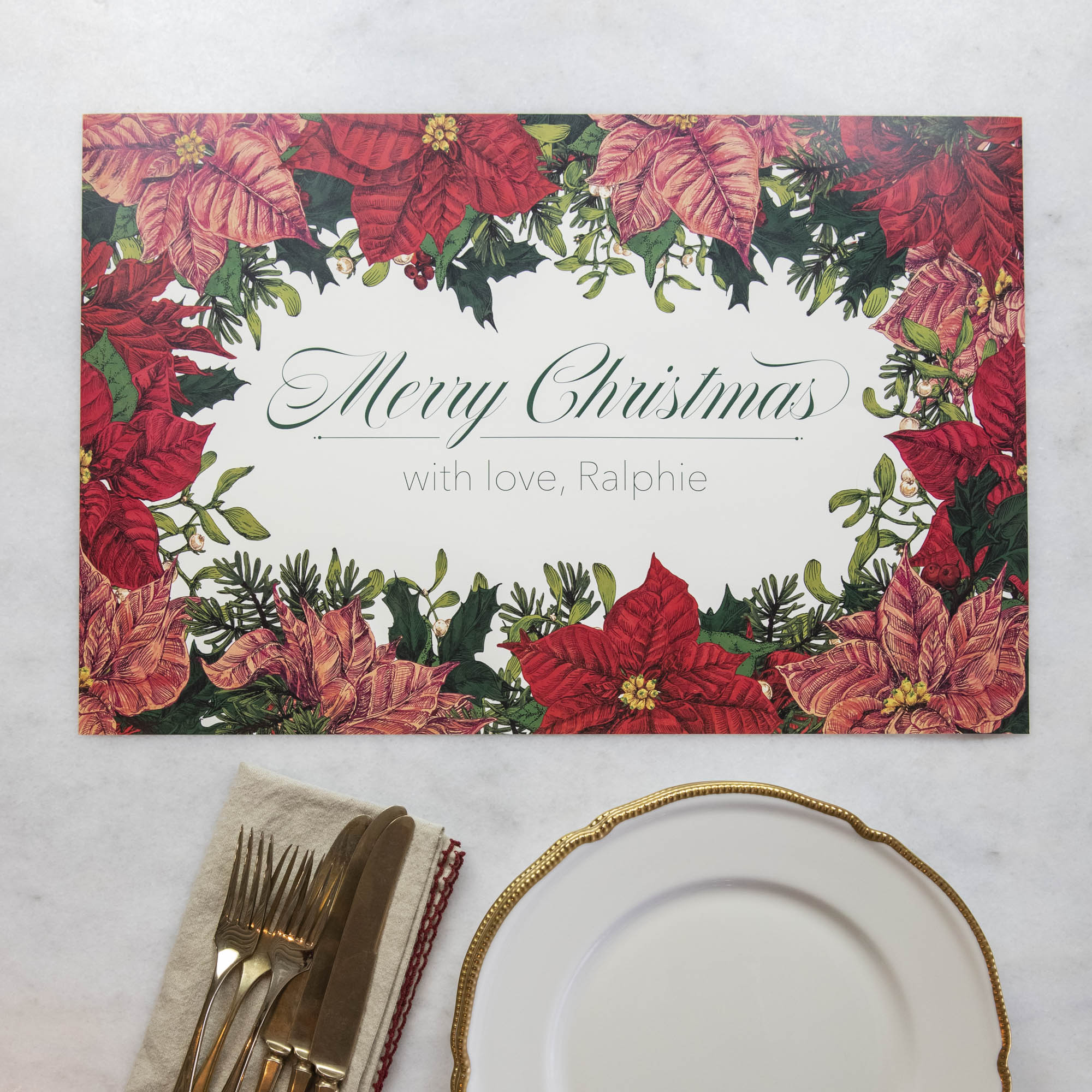 Poinsettia Personalized Placemat