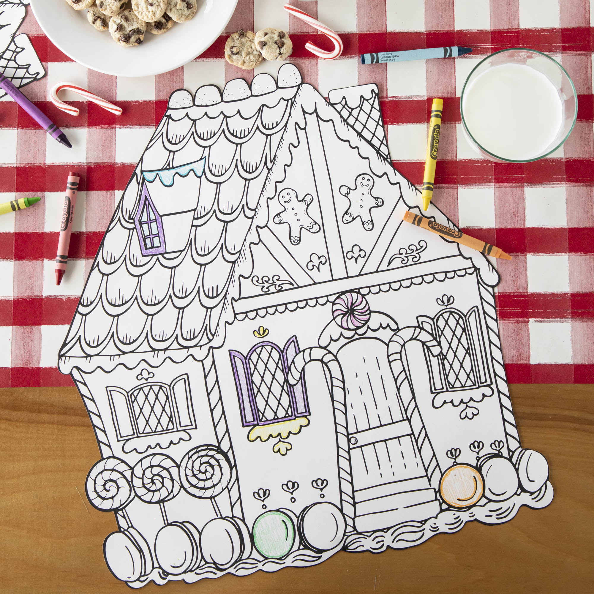 Die-cut Gingerbread House Coloring Placemat