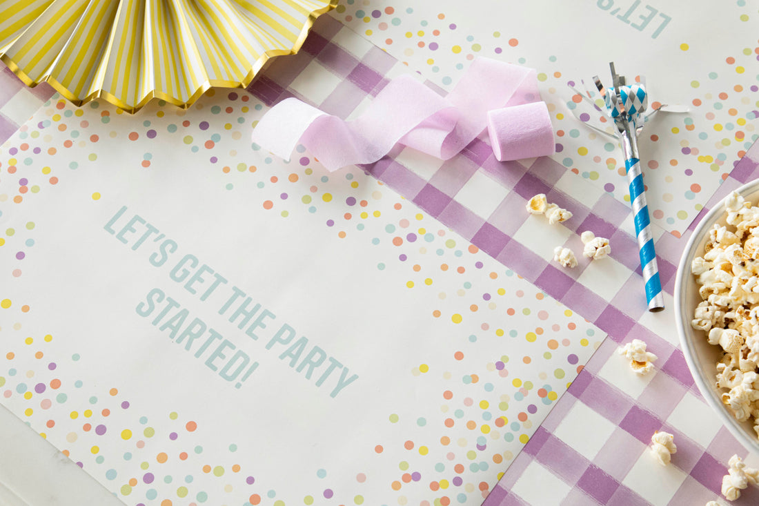 Tablesetting with Confetti Sprinkles Placemat with personalized sentiment