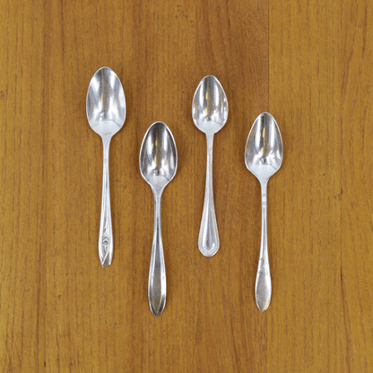 Vintage Silver-Plate Demitasse Spoon Set of Four