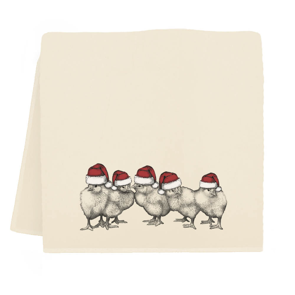 Santa Chicks Tea Towel