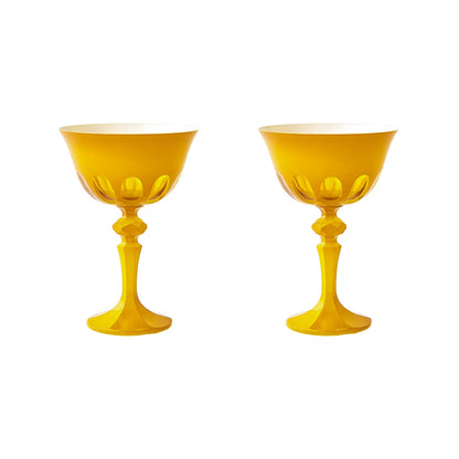 A set of Rialto Saffron Glasses by SIR/MADAM on a white surface.