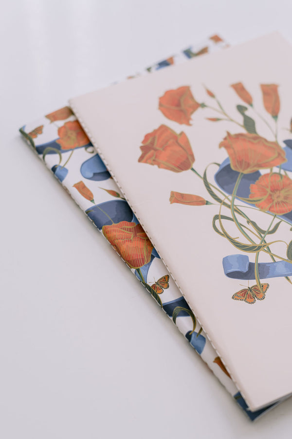 Poppies &amp; Ribbon Notebook Duo