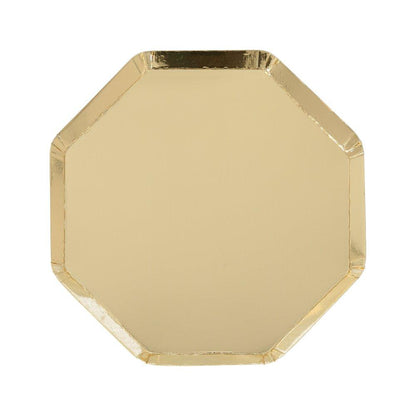 A high-quality Meri Meri Gold Octagonal Lunch Plate on a white background.