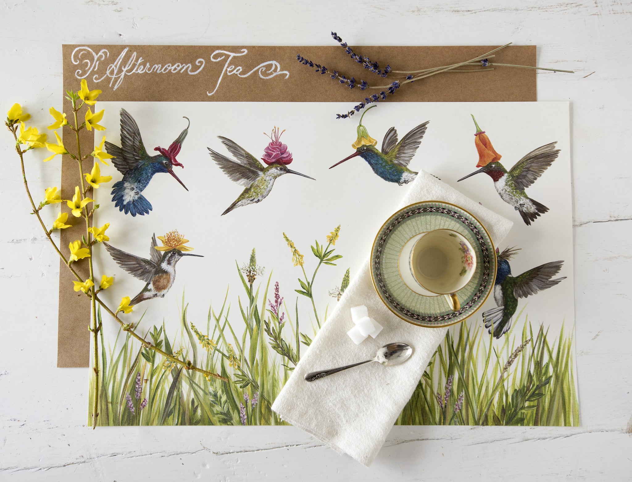 Counterart Botanical Birds 24 Pack Disposable Paper Placemats Made In The Usa