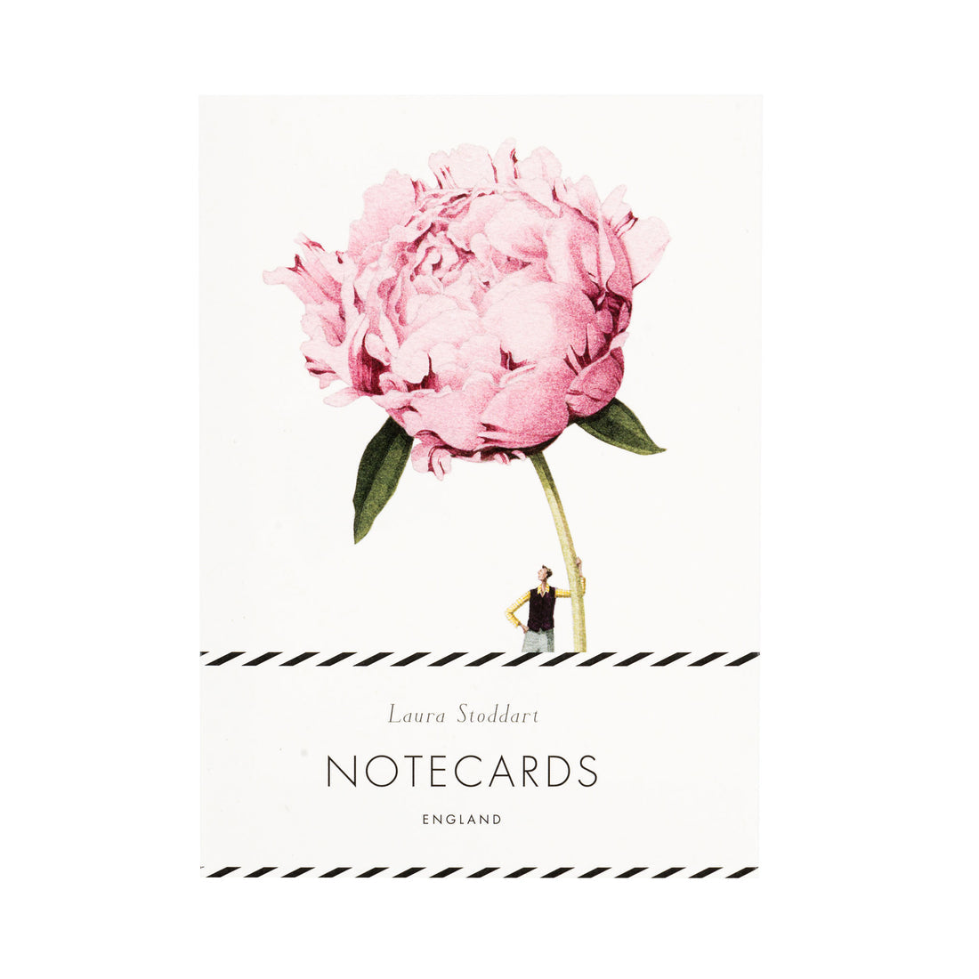 An In Bloom Pink Flowers Notecard, Set of 8 by Hester &amp; Cook, with a pink peony on it.