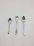 Three Demitasse Spoon open stock by Hester & Cook on a white surface.