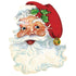 A die-cut, vintage-style illustration of Santa Clause&