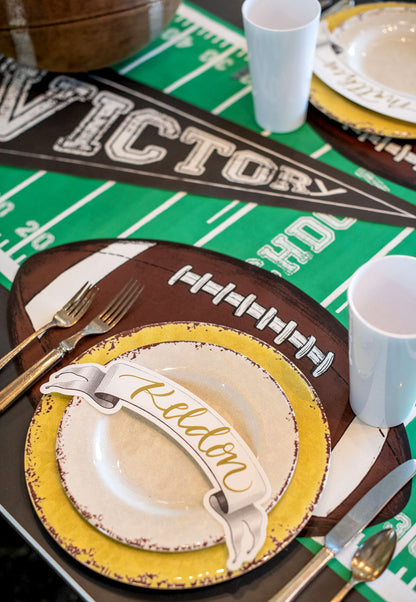 The Touchdown Runner under a sports-themed table setting.