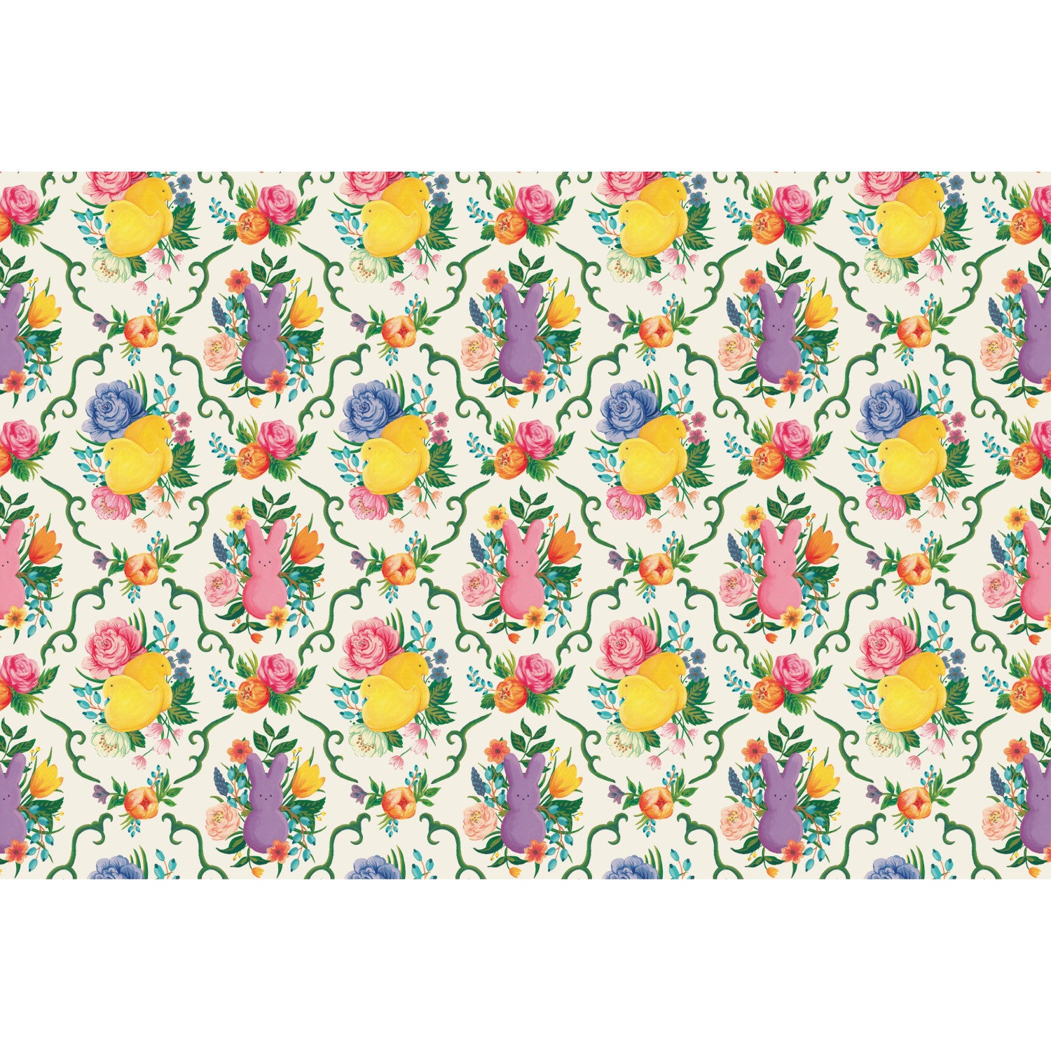 An elegant PEEPS® Garden Toile Placemat by Hester &amp; Cook with flowers and leaves on it, perfect for creating a stylish tablescape.