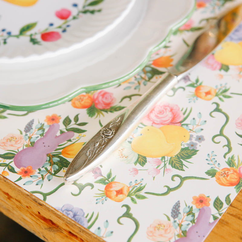 A set of PEEPS® Garden Toile Placemats by Hester &amp; Cook, with a beautiful floral pattern, perfect for enhancing your tablescape.