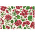Red and green Geranium Garden Placemats by Hester & Cook on a white background.
