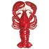 A die-cut illustration of a realistic, bright red lobster on a white background.