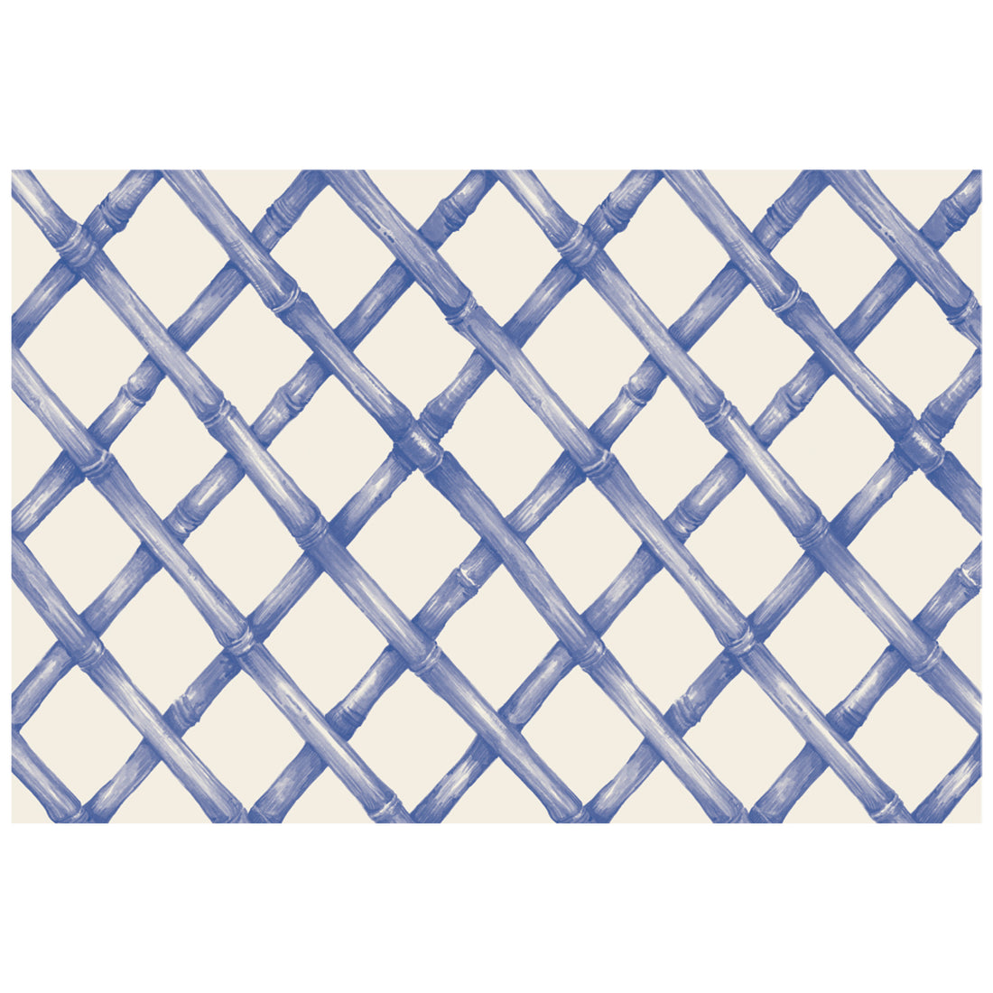 A diagonal woven bamboo pattern in medium blue on a white background.