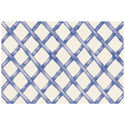 A Blue Lattice Paper  Placemat from Hester &amp; Cook with a lattice pattern.