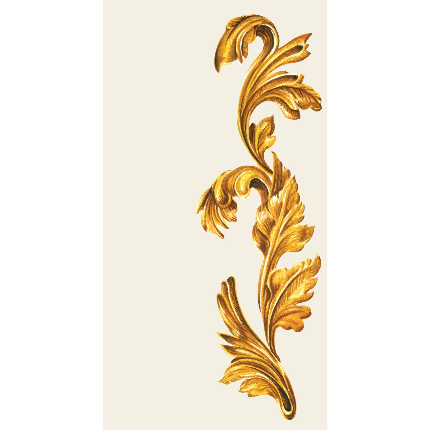 A Gold Flora Napkins leafy design on a white background, perfect for a table setting at a party.