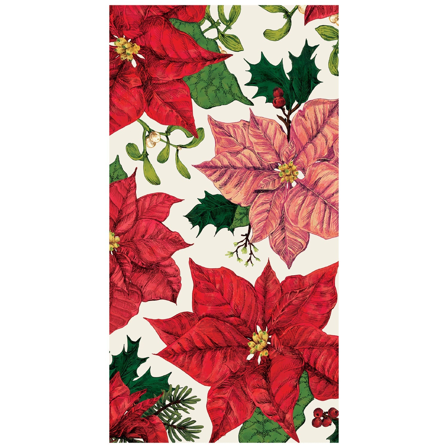 A red and green Poinsettia Napkins, perfect for a festive Hester &amp; Cook arrangement.
