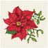 A festive Poinsettia Napkin featuring a red flower with green leaves. Made in Germany. Produced by Hester & Cook.