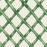A diagonal woven bamboo pattern in monochrome green on a white background, on a square cocktail napkin.
