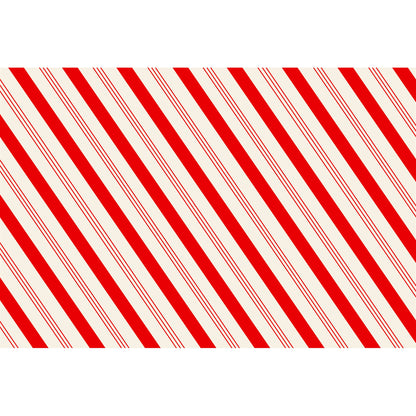 A placemat with red &amp; white candy stripes on it by Hester &amp; Cook.