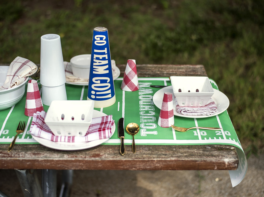 The Touchdown Runner under a sports-themed outdoor table setting.