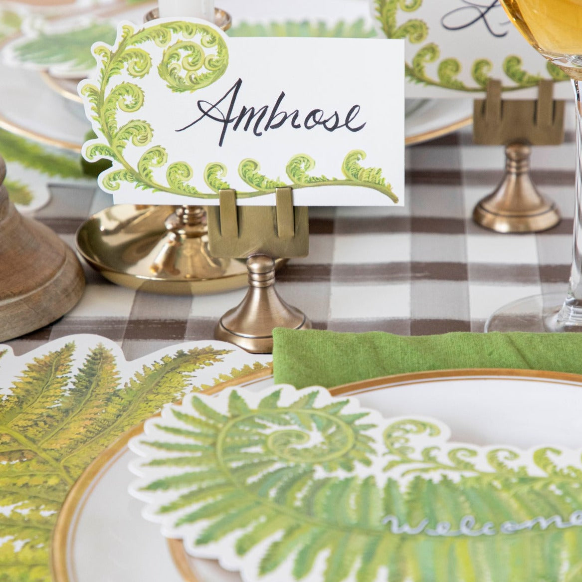 Fiddlehead Fern Place Card by Hester &amp; Cook for a table setting featuring scribble space.
