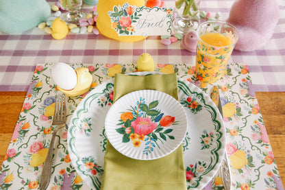 An elegant easter tablescape with PEEPS® Garden Toile Placemats from Hester &amp; Cook.
