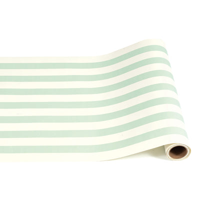 A Seafoam Classic Stripe Runner from Hester &amp; Cook, perfect for entertaining.